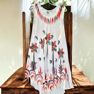 Venice Blue dress, free size, lightweight rayon, pretty stitching, no stains